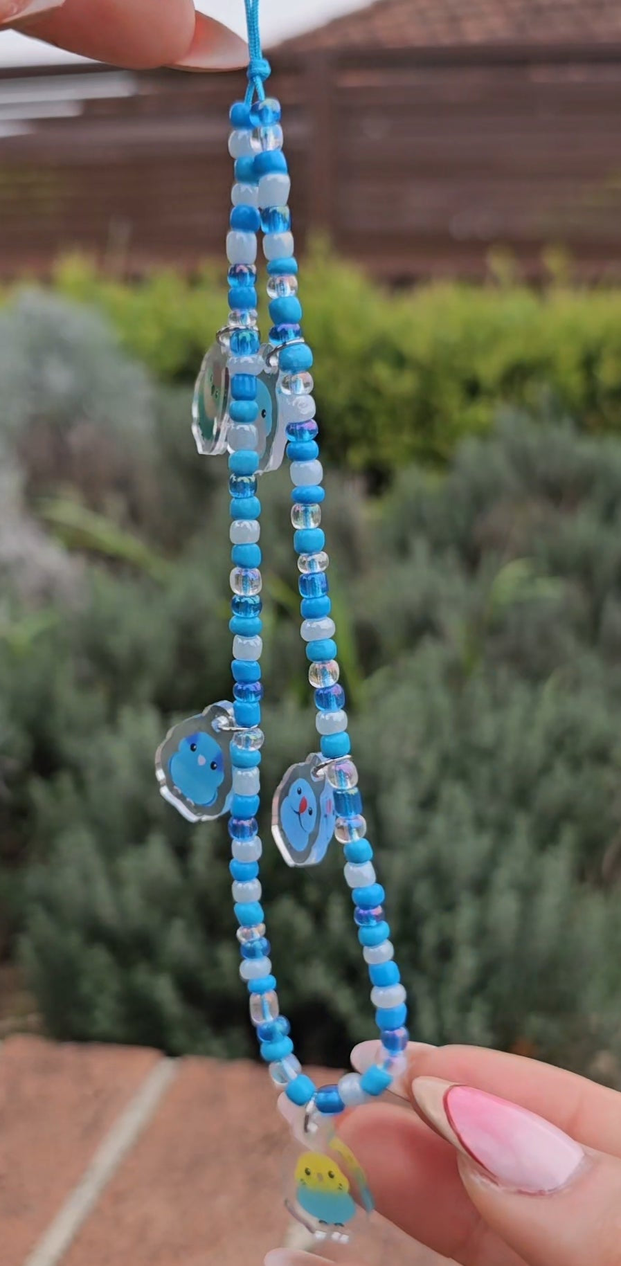 Blue Beaded Acrylic Phone Charms