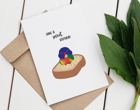Lorikeet Fairy Bread Birthday Card
