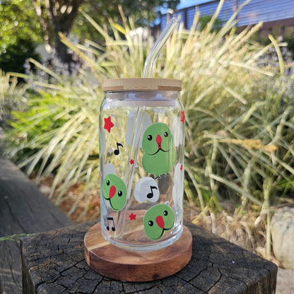 [Pre Order - Ships End November] Green Ringneck & Alexandrine Glass Tumbler