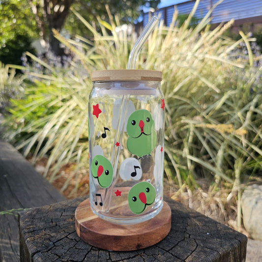 [Pre Order - Ships End November] Green Ringneck & Alexandrine Glass Tumbler