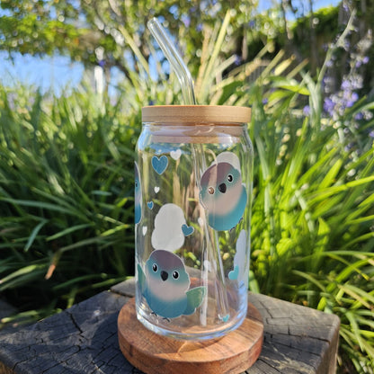 [Pre Order - Ships End November] Turquoise Green Cheek Conures Glass Tumbler