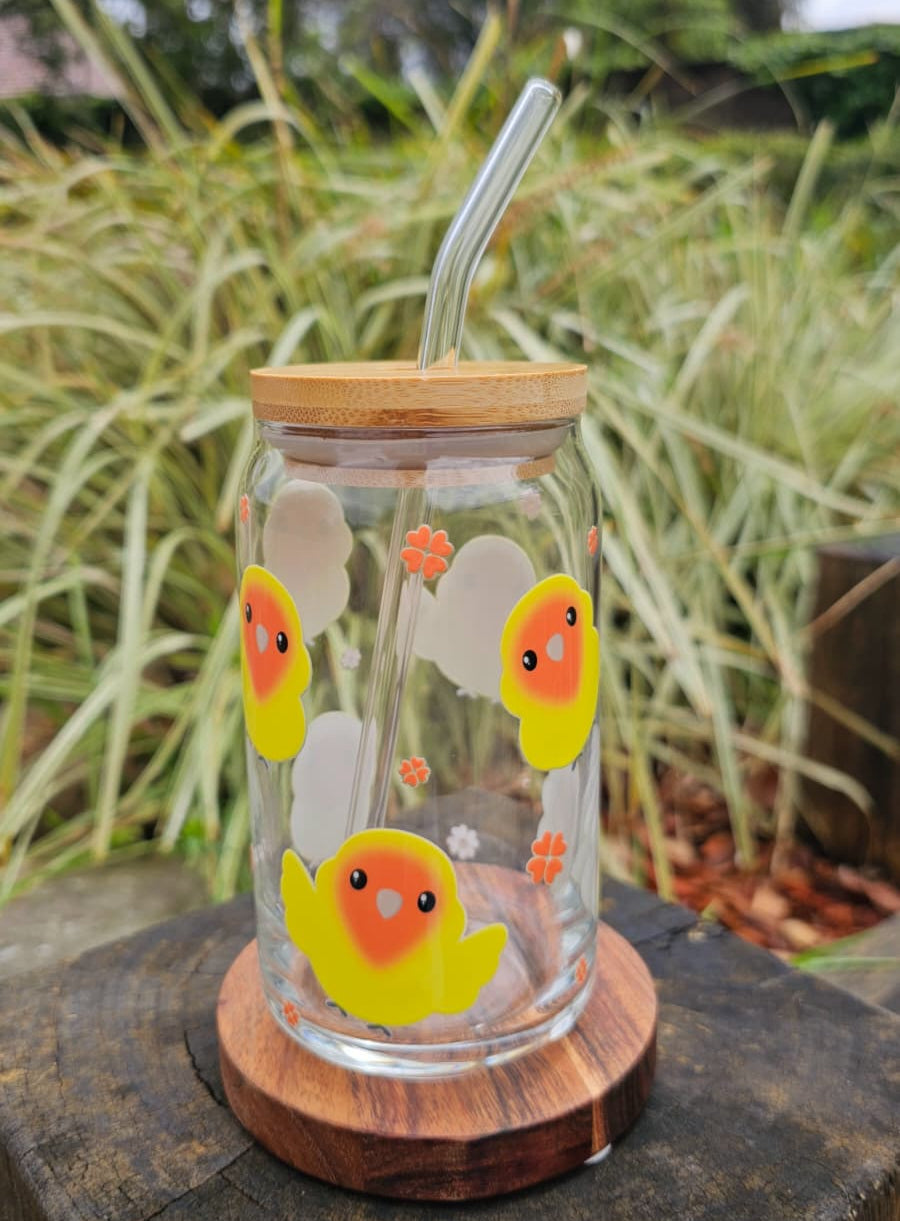 [Pre Order - Ships End November] Lutino Peach-Faced Lovebird Glass Tumbler