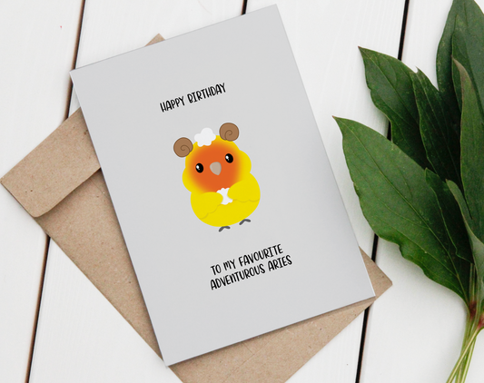 Aries Love Bird Birthday Card