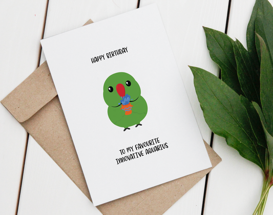 Aquarius Ringneck Birthday Card