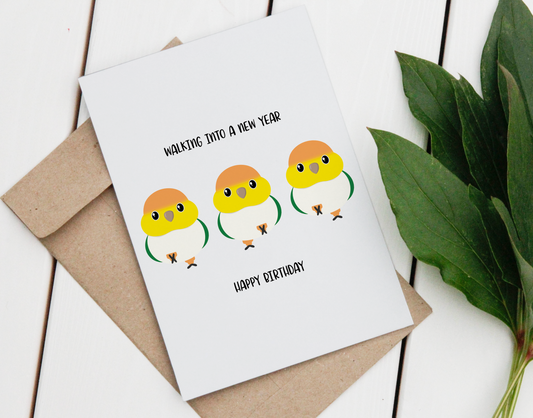 Caique Walking Birthday Card