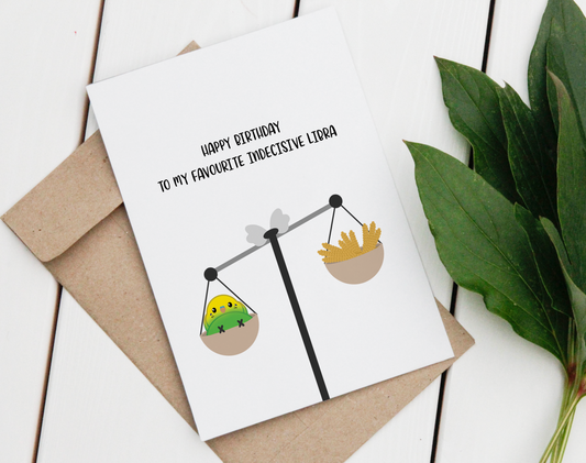 Libra Budgie Birthday Card