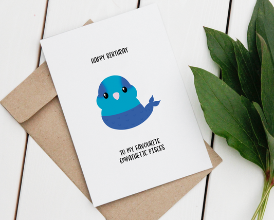 Pisces Blue Parrotlet Birthday Card