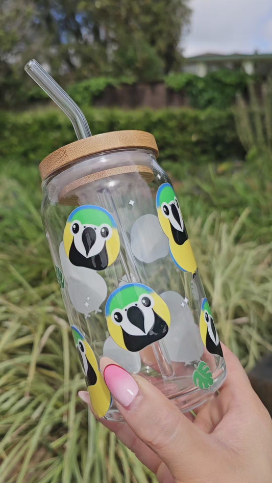 Blue Yellow Macaw Glass Tumbler