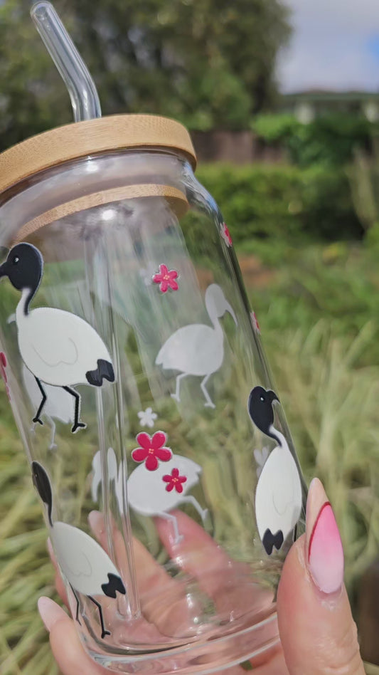 Ibis (Bin Chicken) Glass Tumbler