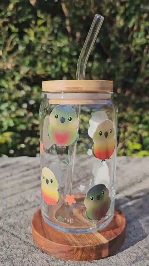 [Pre Order - Ships End November] Green Cheek Conures Glass Tumbler