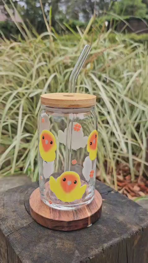 [Pre Order - Ships End November] Lutino Peach-Faced Lovebird Glass Tumbler