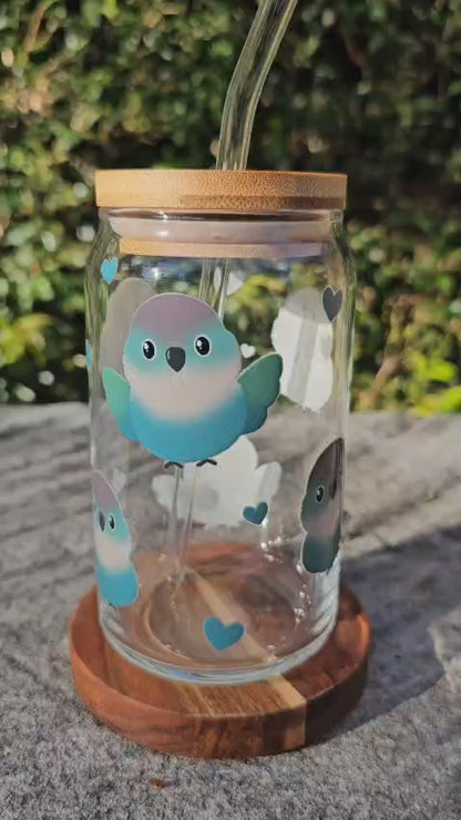 [Pre Order - Ships End November] Turquoise Green Cheek Conures Glass Tumbler