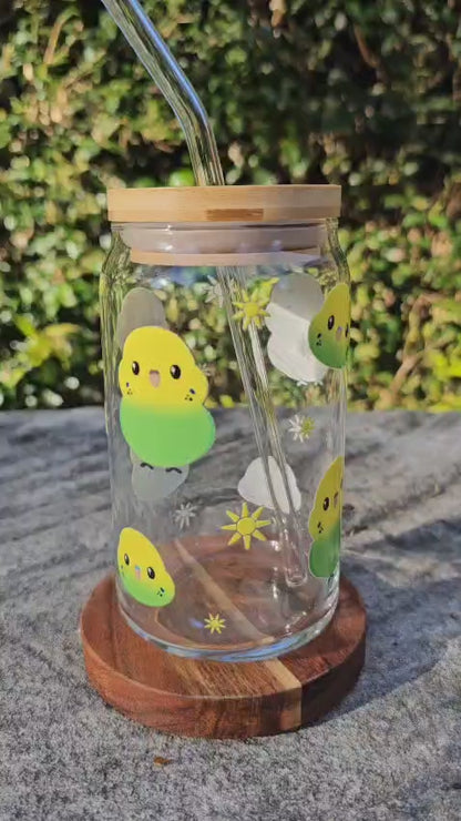 [Pre Order - Ships End November] Green Budgie Glass Tumbler