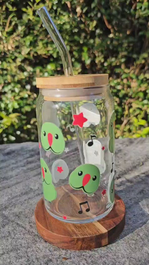 [Pre Order - Ships End November] Green Ringneck & Alexandrine Glass Tumbler