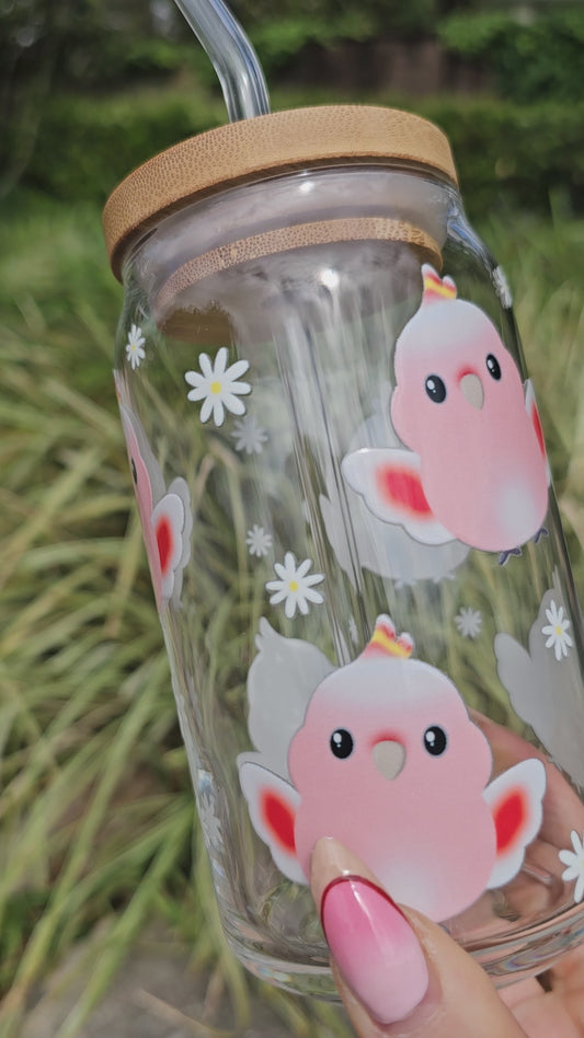 Pink Cockatoo Glass Tumbler
