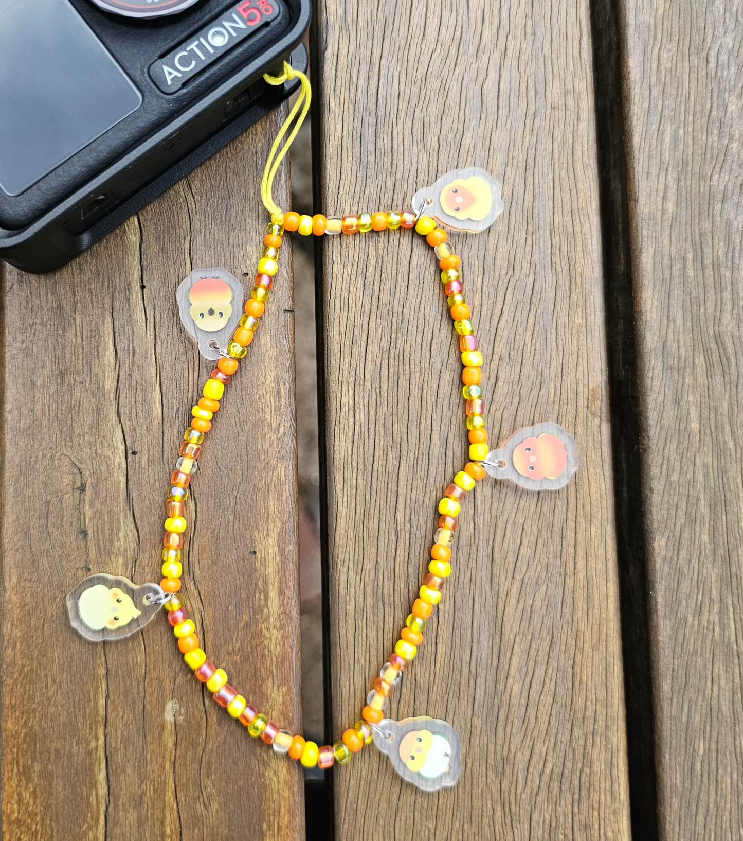 Yellow Beaded Acrylic Phone Charms