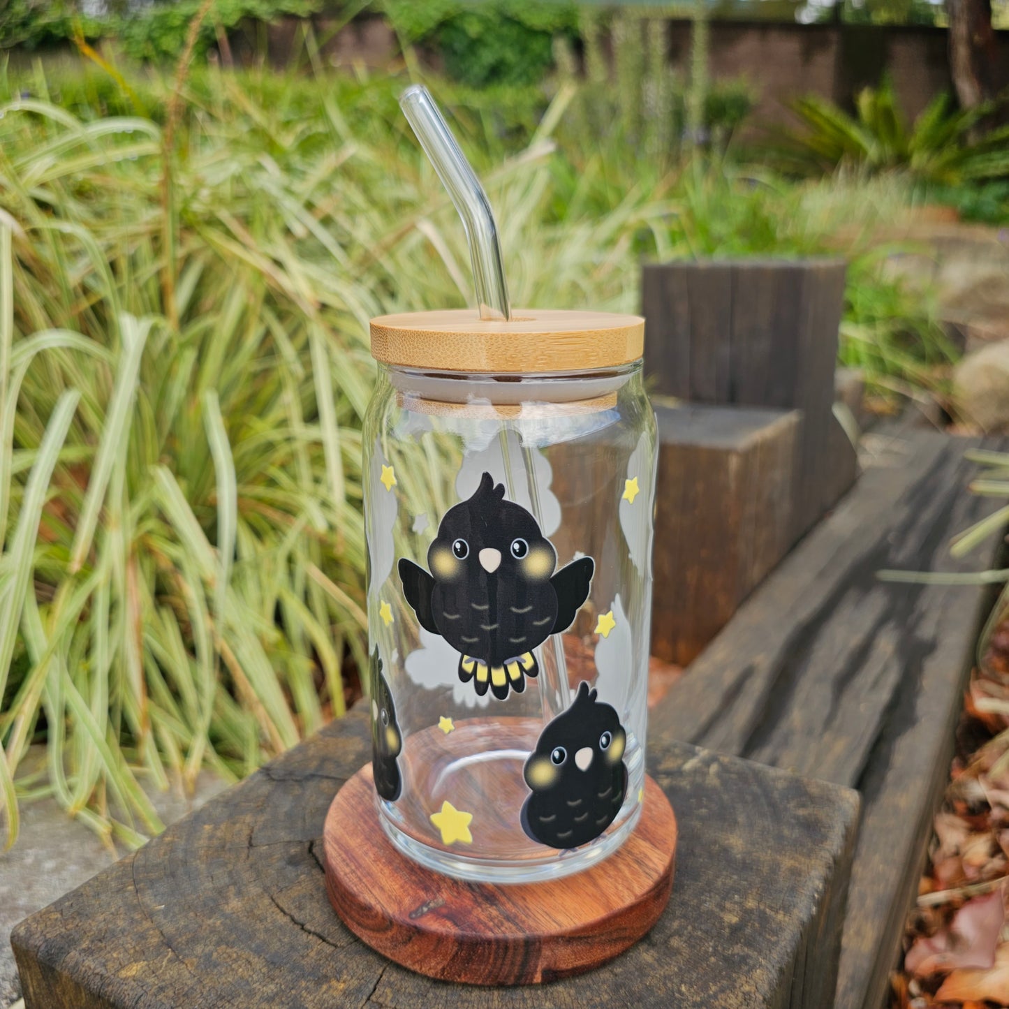 Yellow-Tailed Black Cockatoo Glass Tumbler