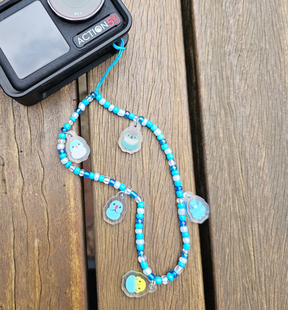 Blue Beaded Acrylic Phone Charms