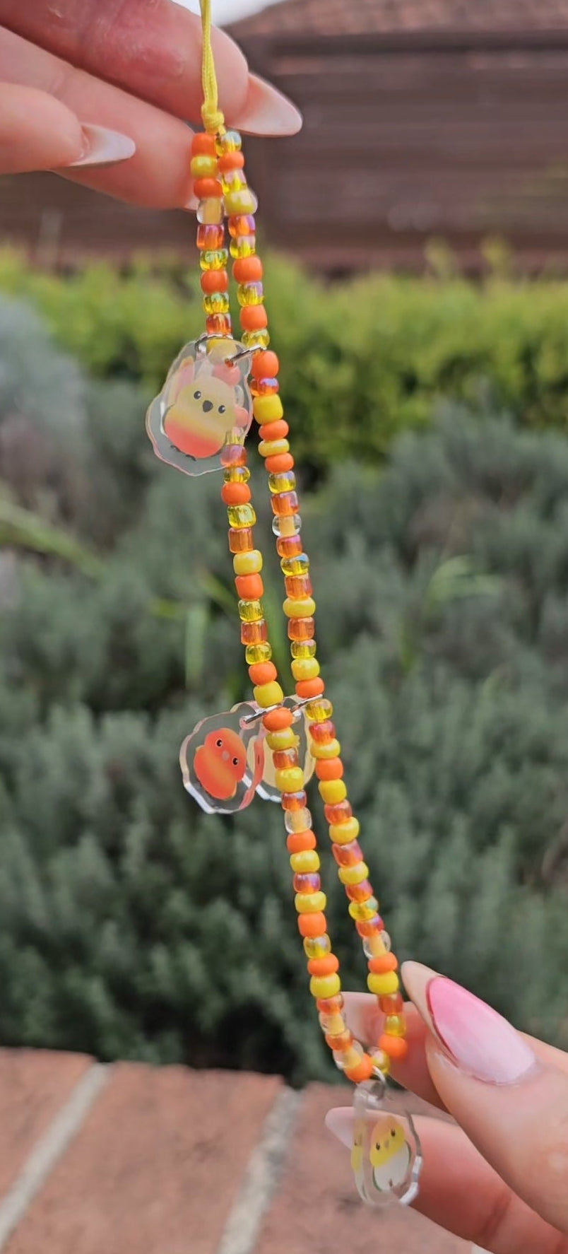 Yellow Beaded Acrylic Phone Charms