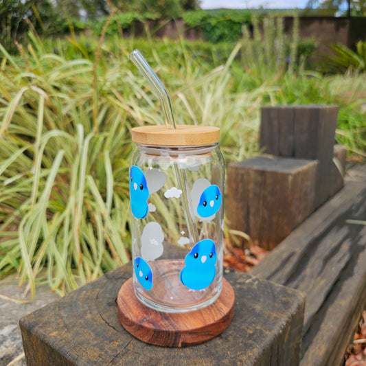Blue Parrotlet Glass Tumbler