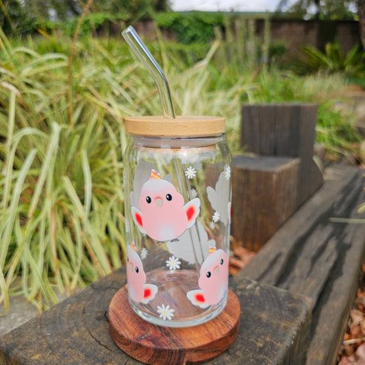 Pink Cockatoo Glass Tumbler