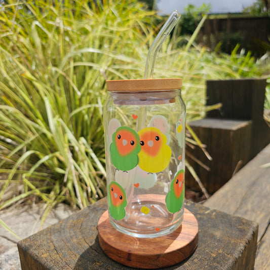 Rosy-Faced Lovebird Glass Tumbler
