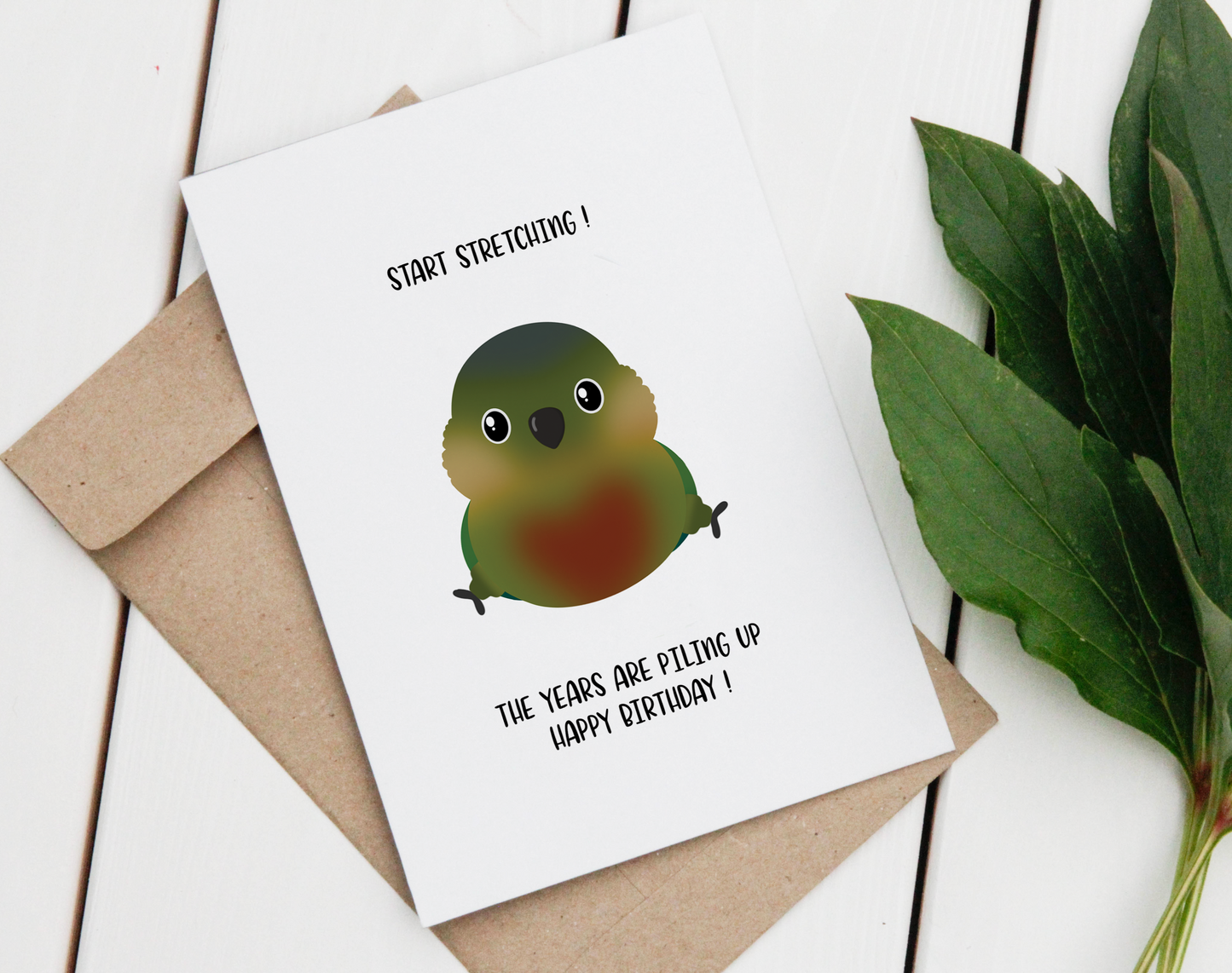 Green Cheek Conure Stretching Birthday Card