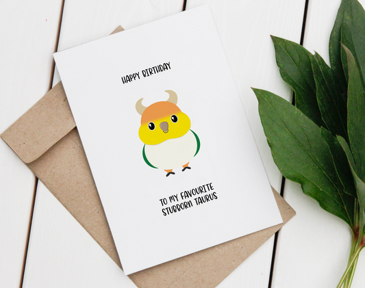 Caique Taurus Birthday Card